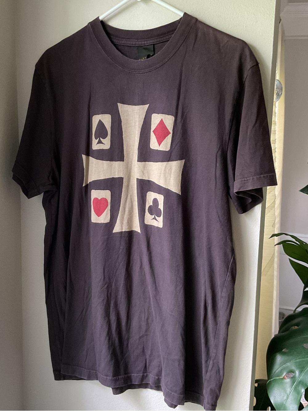 Lucky Brand Men's Black Graphic Card Suit Cross T-Shirt